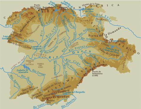ilustracion Mapa físico de Castilla y León 