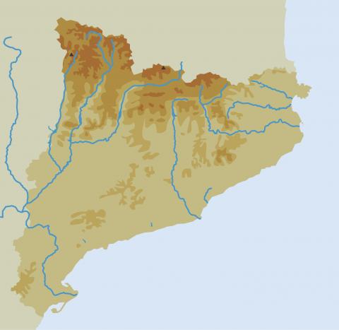ilustracion Mapa físico de Cataluña 