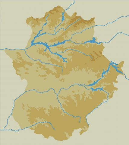 ilustracion Mapa físico de Extremadura 