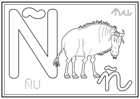 ilustracion Letra Ñ: ñu
