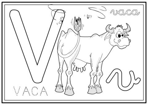 ilustracion Letra V: vaca