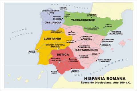 ilustracion Mapa de la Hispania Romana en la época de Diocleciano