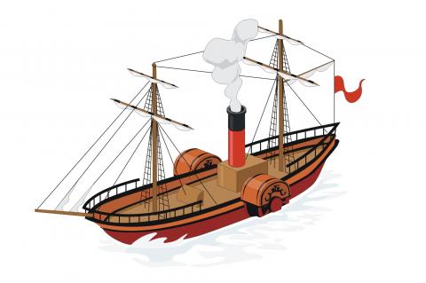 ilustracion Imagen tipo de un barco de vapor