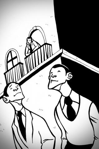 ilustracion El extranjero: En el balcón