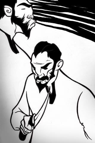 ilustracion El extranjero: Los árabes los siguen hasta la playa