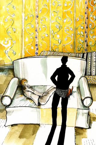 ilustracion La forma de la espada: Cuando volví, encontré a Moon tendido en el sofá, con los ojos cerrados