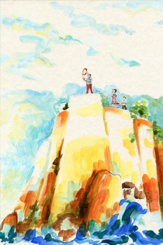 ilustracion Diez negritos: Se turnaban para enviar señales con el espejo hacia tierra firme