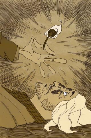 ilustracion El perro de Baskerville: Sherlock y Watson encuentran un cadáver