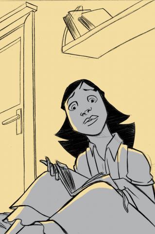 ilustracion El diario de Ana Frank: Sorprendida de sí misma