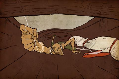 ilustracion El viejo y el mar: Sigue la lucha con el pez