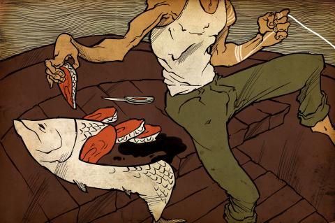 ilustracion El viejo y el mar: Reponiendo fuerzas