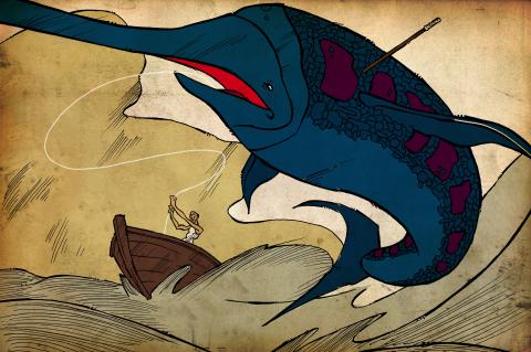 ilustracion El viejo y el mar: Último aliento