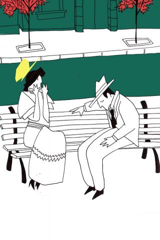 ilustracion Noches blancas: Nastenka sorprendida de lo que oye