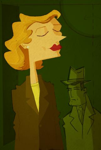 ilustracion El sueño eterno: Marlowe y Carmen en casa de Geiger de nuevo