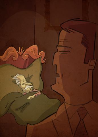 ilustracion El sueño eterno: Contándole lo averiguado al general Sternwood