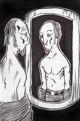 ilustracion La muerte de Iván Ilich: Frente al espejo