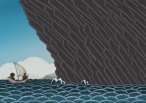 ilustracion Robinson Crusoe: Emprende la circunnavegación de la isla