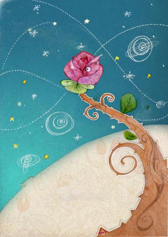 ilustracion El principito: Flor única y sus espinas
