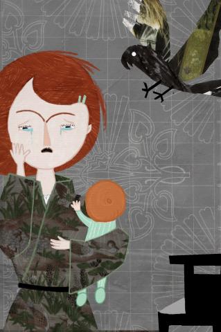 ilustracion Nada: Las peleas con su marido hacen llorar a Julia, la mujer del tío Juan