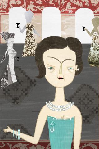 ilustracion Nada: La madre de Pons examina crítica el aspecto pobre de Andrea cuando ésta llega a la fiesta en su casa