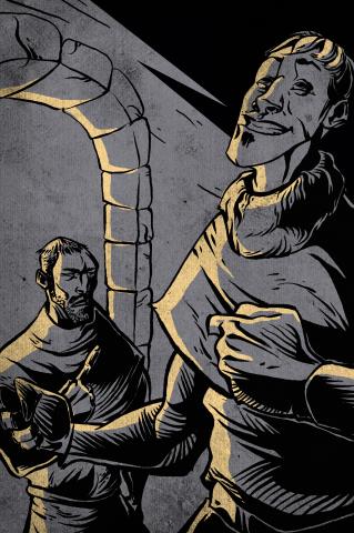 ilustracion Hamlet: Comunican a Hamlet la aparición del espectro