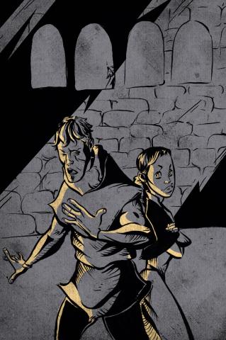 ilustracion Hamlet: Espían el encuentro entre Ofelia y Hamlet