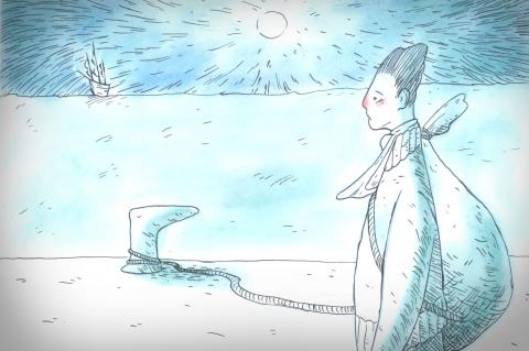 ilustracion Moby-Dick: Ismael mirando el mar