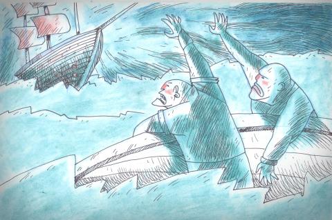 ilustracion Moby-Dick: Barco al rescate del destrozo