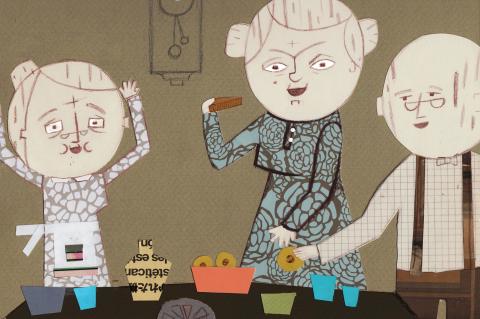 ilustracion Las aventuras de Huckleberry Finn: Los granjeros comentando asombrados los extraños detalles de la fuga de Jim