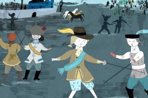ilustracion Los tres mosqueteros: El duelo con Lord de Winter
