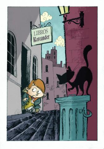 ilustracion La historia interminable: Bastián roba el libro