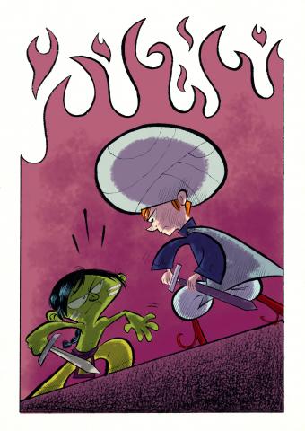 ilustracion La historia interminable: Bastián contra Atreyu