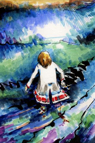 ilustracion Los viajes de Gulliver: Gulliver naufraga