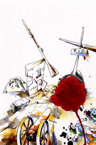 ilustracion Los viajes de Gulliver: Gulliver habla sobre el porqué de las guerras