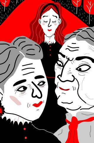 ilustracion La metamorfosis: Los señores Samsa piensan sobre el futuro de Grete