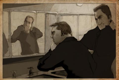 ilustracion A sangre fría: Encuentro de Dick y Perry