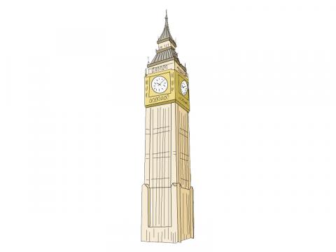 ilustracion Torre del Reloj del Palacio de Westminster o Big Ben, Londres, Reino Unido
