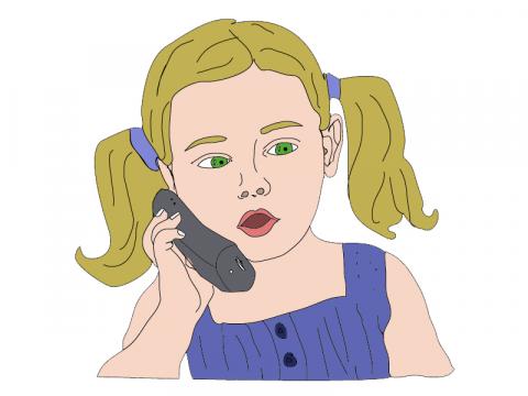 ilustracion Niña hablando por un teléfono móvil