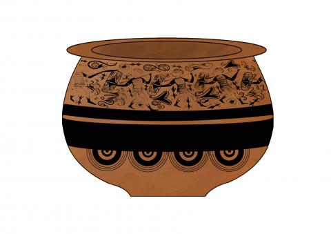 ilustracion Vaso de los guerreros, Museo de Prehistoria de Valencia, Valencia