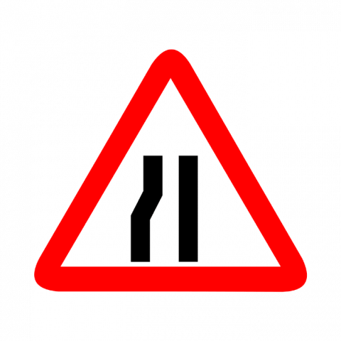 ilustracion Peligro: Estrechamiento de la calzada por la izquierda