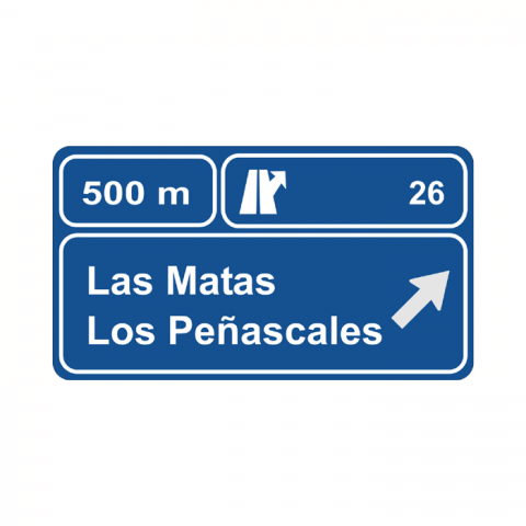 ilustracion Preseñalización de direcciones en una autopista o una autovía hacia cualquier carretera