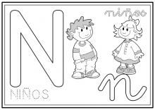ilustracion Letra N: niños