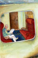 ilustracion Diez negritos: El juez Wargrave en un vagón de primera clase