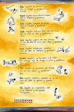 ilustracion Diez negritos: Vera se fija en el pergamino que hay dentro de un cuadro de metal cromado