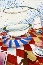 ilustracion Diez negritos: Rogers descubre que la cortina del cuarto de baño no está