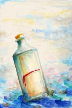 ilustracion Diez negritos: Documento manuscrito enviado a Scotland Yard por el capitán del pesquero Emma Jane en una botella