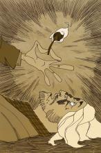 ilustracion El perro de Baskerville: Sherlock y Watson encuentran un cadáver