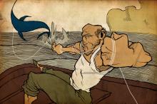 ilustracion El viejo y el mar: Continúa la encarnizada lucha