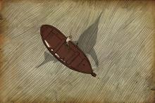 ilustracion El viejo y el mar: El pez pasa bajo la lancha