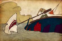 ilustracion El viejo y el mar: Lucha por conservar su pieza